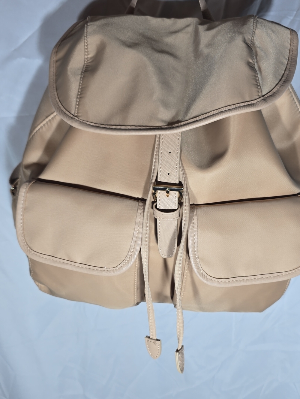 Beige Women’s Backpack Handbag - Classic Drawstring
